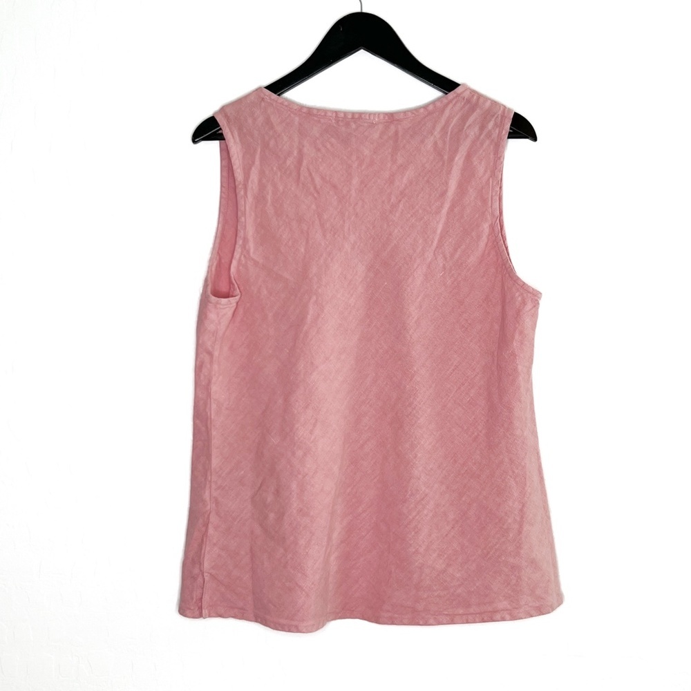 cut loose Pink V-Neck Sleeveless Linen Tank Top 21.5" P2P - Picture 9 of 9